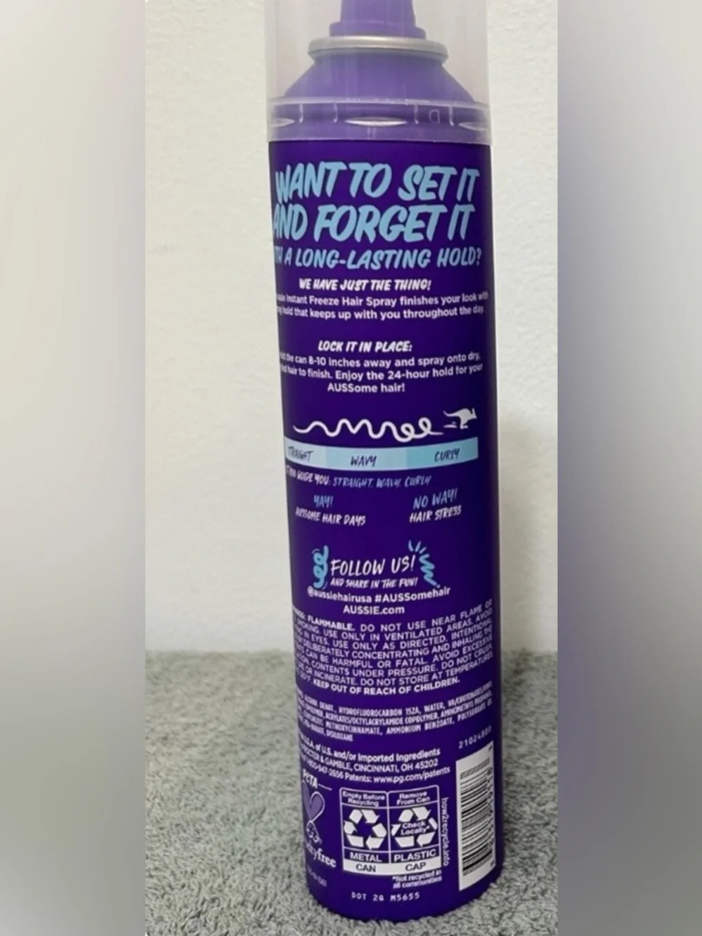 New! Aussie Instant Freeze Hairspray 24 Hour Style Lock Max Hold Lot of 3